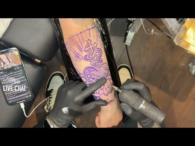 LIVE TATTOO: SACRED HEART ️‍(Soft Black & Grey) Full Live Stream