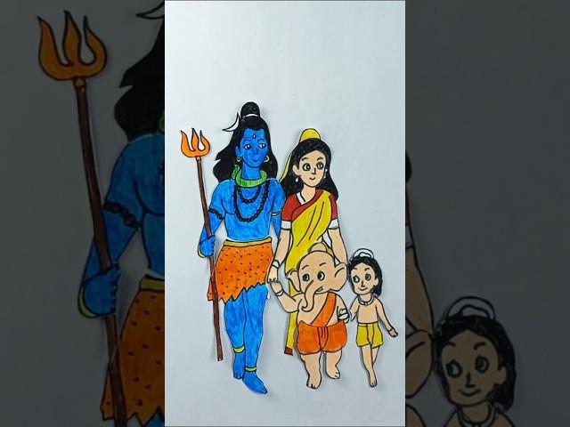kartik ganesh and shiv parvati drawing #shorts #shortsviral