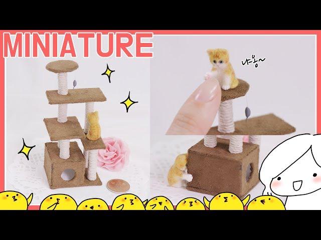 Making MIniature Cat Tower and A Cat ENG SUB - Dalchi