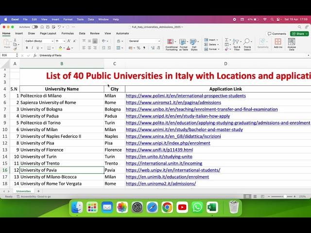 List of 40 Public Universities in Italy