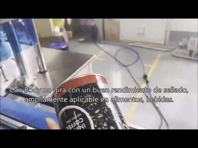 Máquina automática de sellado de latas de metal con cabezal de sellado de 4 rodillos