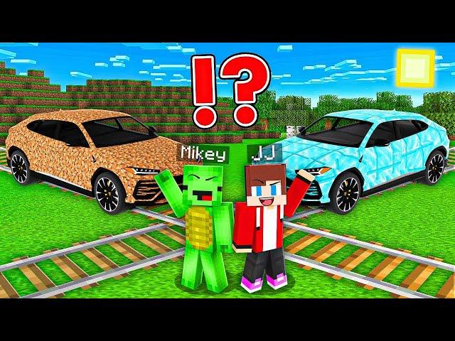 JJ and Mikey in POOR CAR vs RICH CAR CHALLENGE in Minecraft / Maizen Minecraft