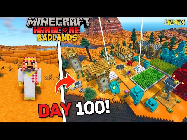 I Survived 100 Days in Badlands Only World in Minecraft Hardcore (Hindi)