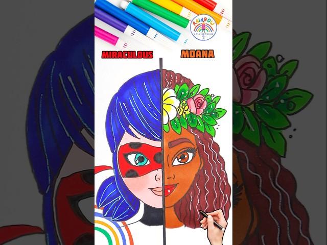 Draw Disney Girls Tutorial | Draw Miraculous VS. Moana  #moana #disney #girl #drawing #short