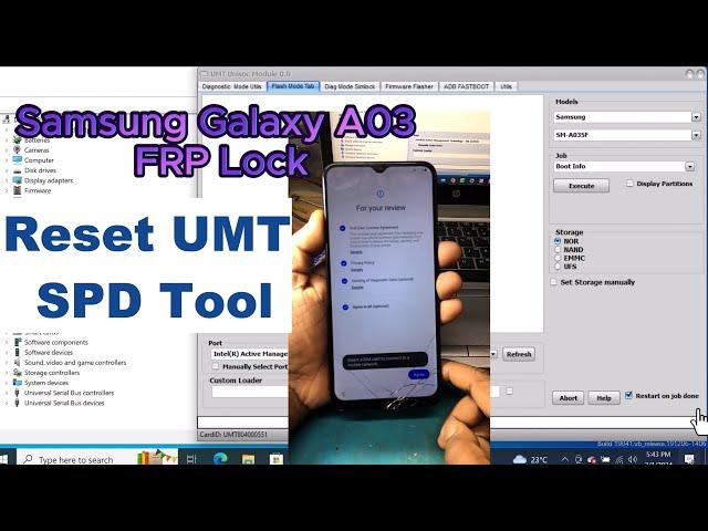 Samsung Galaxy A03 (A035F) FRP Reset Done UMT SPD Tool