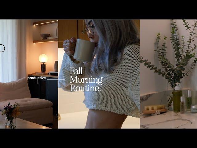 (Productive) Fall Morning Routine | skincare + body care,  time blocking, self care vlog