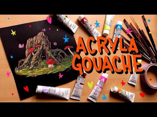 PAINTING WITH ACRYLA GOUACHE - paint a boggy log with me!