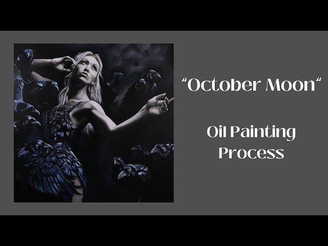 Monochrome Painting Process "October Moon"