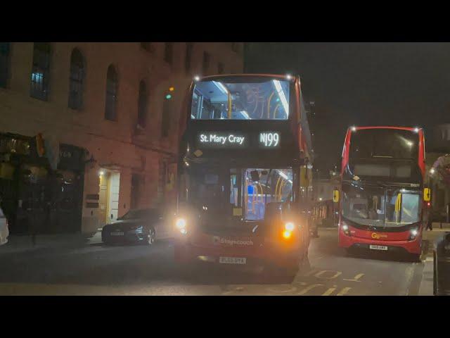 *FAST* Journey on Stagecoach London Route N199 towards Bromley. Enviro400 MMC B5LH 13082 (BL65 OYA)