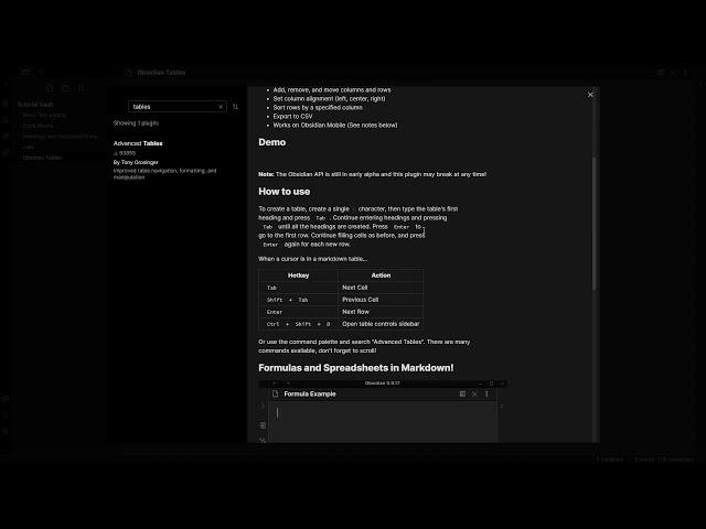 Obsidian.md Basics | Tables
