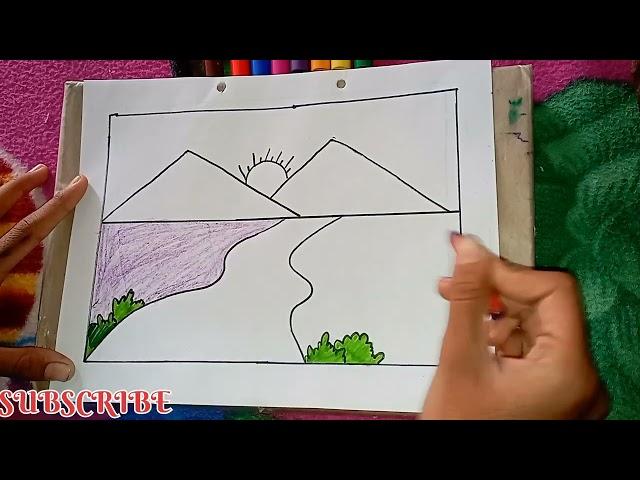 How to draw Sunrise easy drawing // Sunrise drawing !! adv