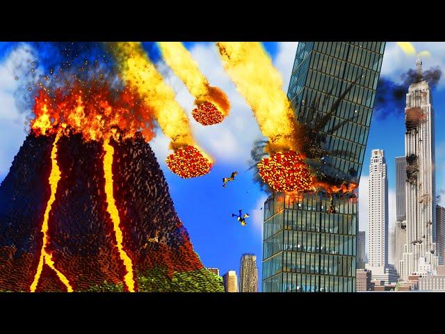 Realistic Volcano Eruption Destruction with Ragdolls  Teardown