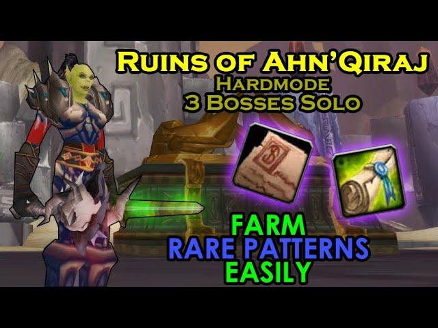 Solo Farming RARE PATTERNS in Ruins of Ahn'Qiraj - 3 Bosses Solo - Season of Discovery