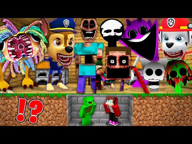 JJ and Mikey HIDE from Scary Mimics , THE CHASE TAPES, yarnaby , Incredibox Sprunki Minecraft Maizen