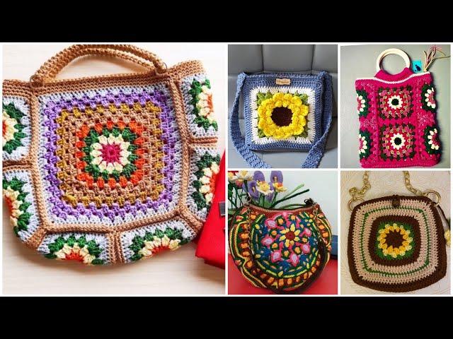 Granny crochet flower pattern multicoloured bag/boho style bag/shoulder bag designs