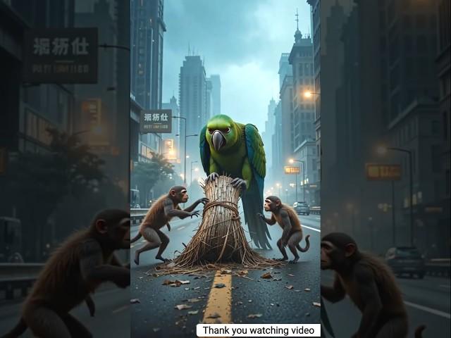 The rascal monkeys attacked the parrot  #shorts #parrot #story #monkey