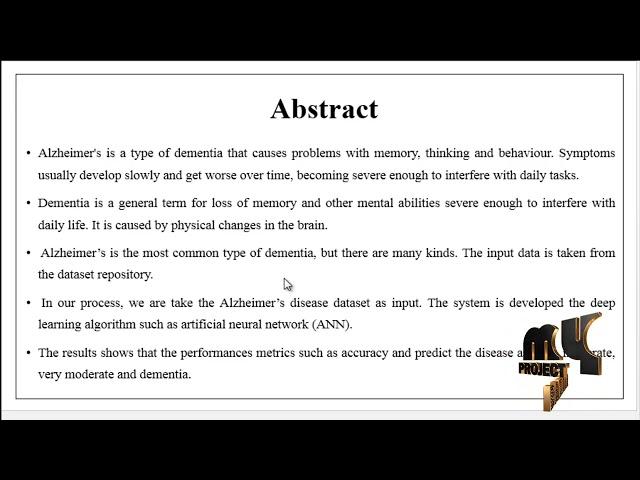 Data Mining-Alzheimer's Disease prediction using deep learning-MyProjectBazaar