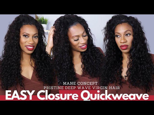 Easy Beauty Supply Store Closure Quickweave ft. Mane Concept Pristine Deep Wave bundles & closure