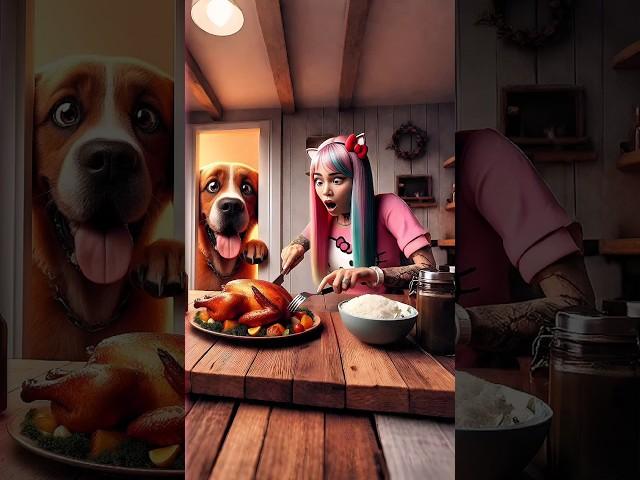 Evolution of Dog : Doggy looking at chicken grill ️ #doglover #puppy #dog #shorts #copydoggy