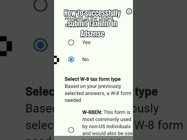 How to successfully submit your tax info in AdSense #adsense #youtubemonetization #googleadsense
