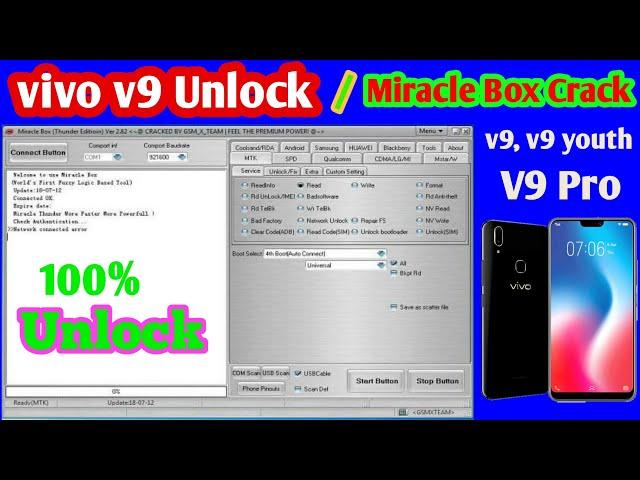 Vivo v9 unlock/ Frp remove/ miracle 2.82 crack / by thanks mobile