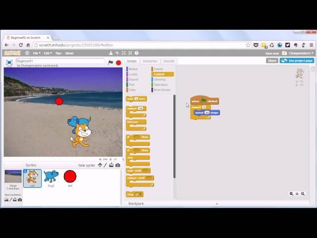 Scratch Beginner Tutorial 5 - Controls: Forever, Repeat, Wait