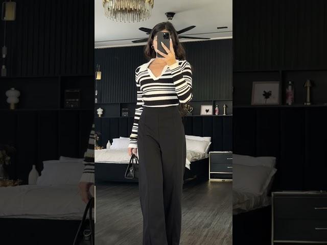 Effortless Elegance: Striped Sweater with Black Trousers | Parien House Style