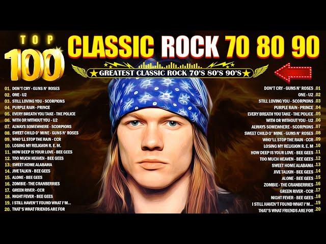 Best Classic Rock Songs 70s 80s 90s  Guns N Roses, Aerosmith, Bon Jovi, Metallica, Queen, ACDC, U2