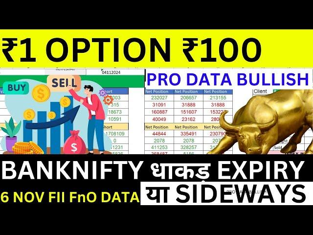 fii data analysis for tomorrow || monday FII DII Data Analysis For friday 6 nov