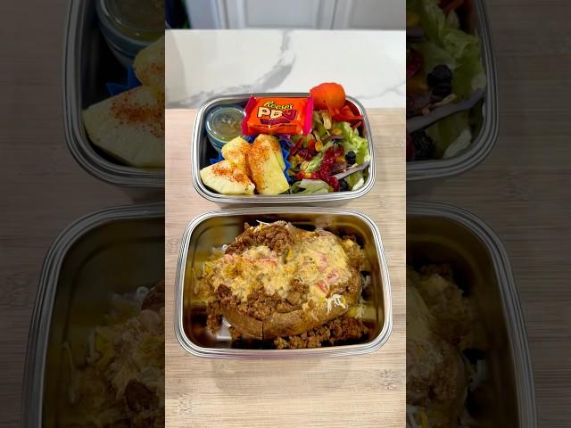 Husband’s Lunch   #bakedpotato #loadedpotato #taco #tacotuesday #leftovers #lunchformyhusband