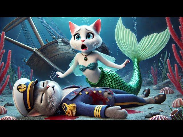 The Little Mermaid Rises Tsunami‍️for Captain Cat! #cat #catlover #catvideos #acat #aicat #ai