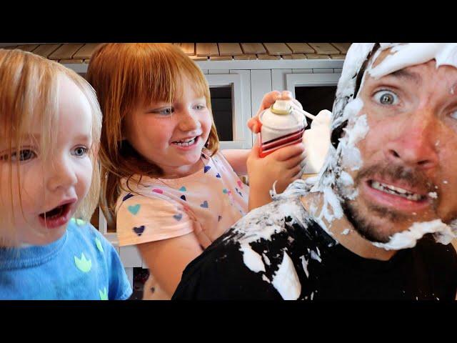 Adley’s HAiR SALON and SPA ️  Dad gets a Makeover!!  first haircut, shaving cream, and luxury wash!