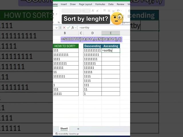 Sortby function so useful  #excel  #exceltips #shorts