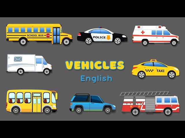 VEHICLES Names and Sounds to Learn | Learning Transport Vehicle Names and Sounds