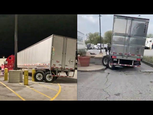 Truck Stop Fails. Bad Truck Driver Skills. THIS IS WHY YOU NEED A DASH CAM !