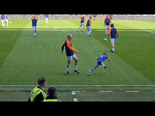 Gazza in rare form at the Rangers Legends game