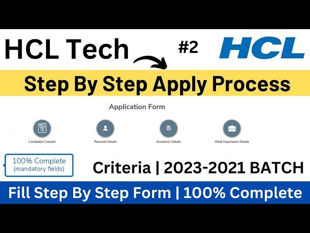 HCL Off-Campus Hiring | Step By Step Apply Form | Any Criteria | 2023-2021 BATCH | 100% Form |PART-2