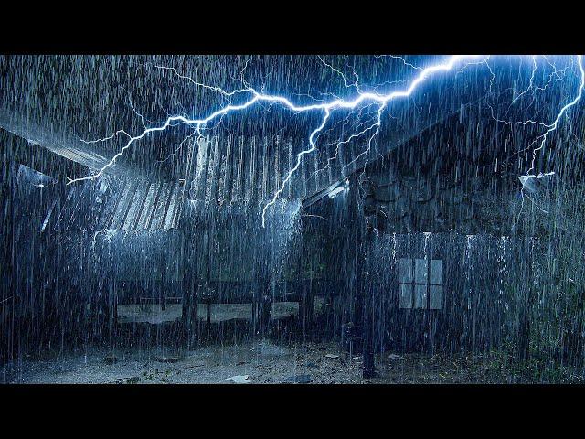 Terrible Stormy Night to Sleep Instantly | Powerful Rainstorm on Tin Roof & Intense Thunder Sounds