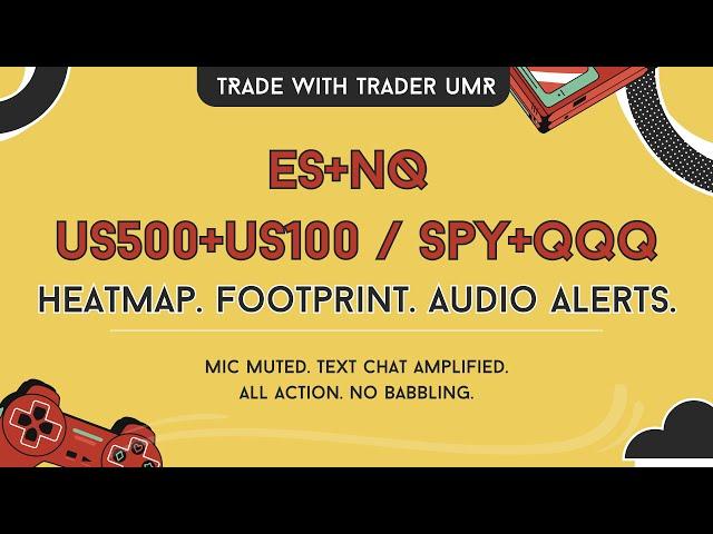 Trade ES & NQ Live w/ trader_umr | Orderflow, Heatmap, Footprint + Audio Alerts