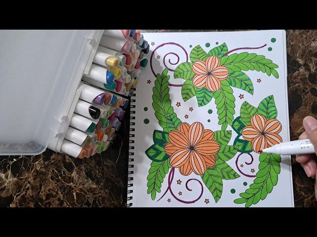 COLORING FLOWERS WITH LEAVES  |  RELAXING COLORING SESSION #colors  #coloring #color