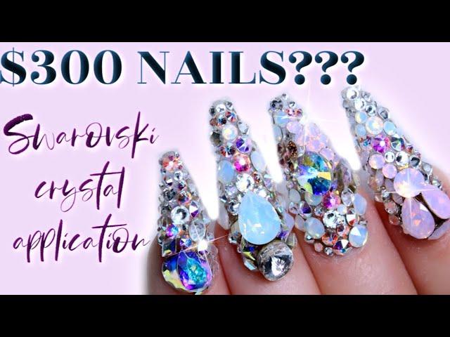 $300 NAILS????  FULL SWAROVSKI CRYSTAL NAILS APPLICATION