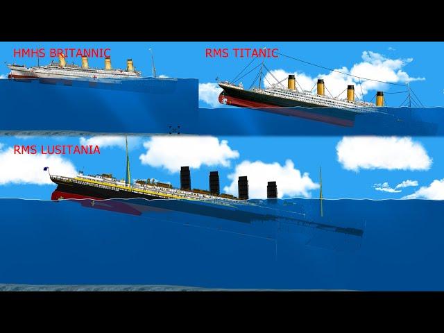 〽️TITANIC, BRITANNIC, LUSITANIA Sinking Simulation
