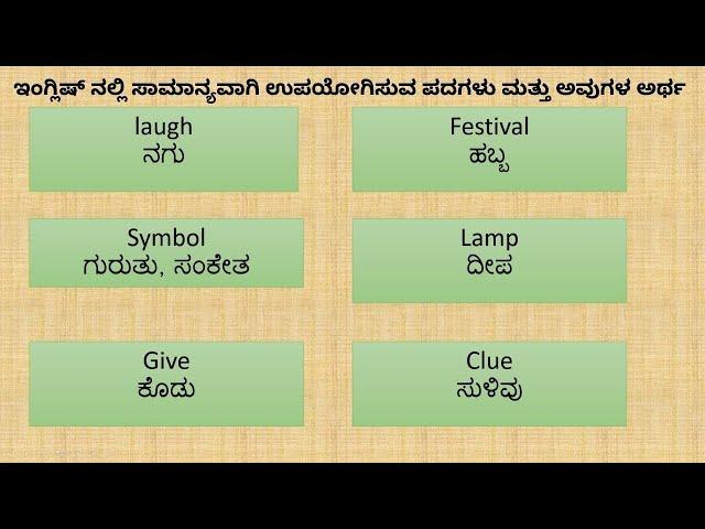 Most Common English Words and their Kannada Meanings| Easy English through Kannada