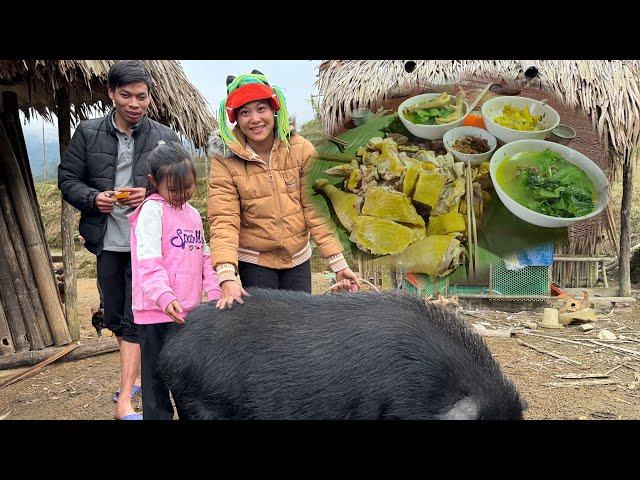 Lợn Đen Khủng. Bữa Cơm Gà Thiến Vàng Ươm Trên Trên Lán Em Chúi | TÀY TV