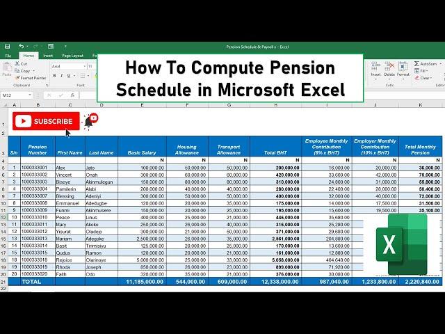 How to Compute Pension schedule using Microsoft Excel.