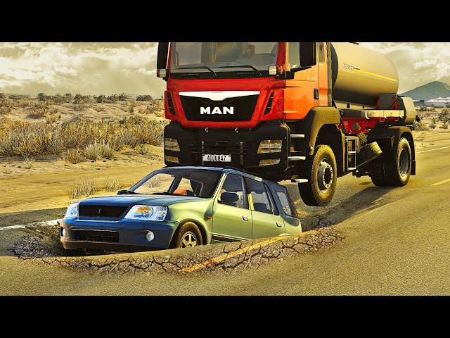 Road Potholes and Bumps Crashes #01 [BeamNG.Drive]