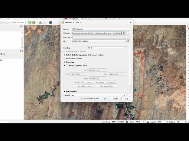 Reprojecting vector data in QGIS