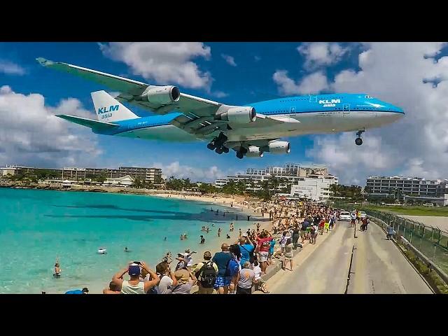 LOW LANDINGS and JETBLASTS at ST. MAARTEN and Skiathos - Boeing 747, B757, A340 ... ️