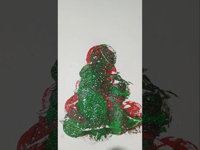 Christmas tree with acrylic Technique  #christmas #art #christmasartforkids #drawing #kidsartwork