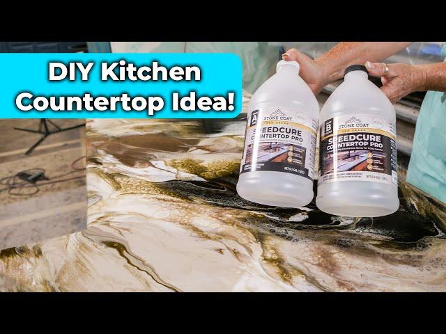 DIY Epoxy Brown Marble Countertop Design for less than $150